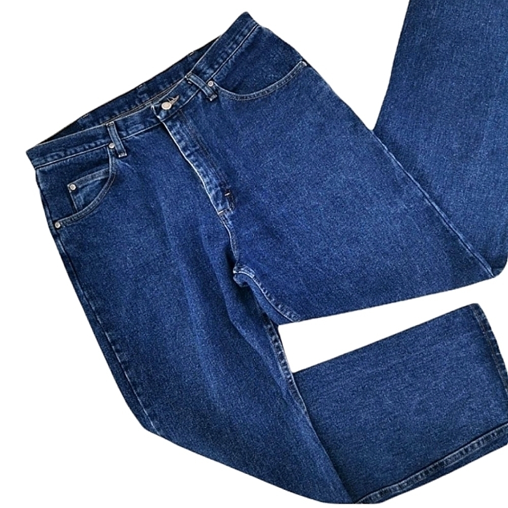 Wrangler Men's 36 x 32 Blue Cotton Regular Jeans